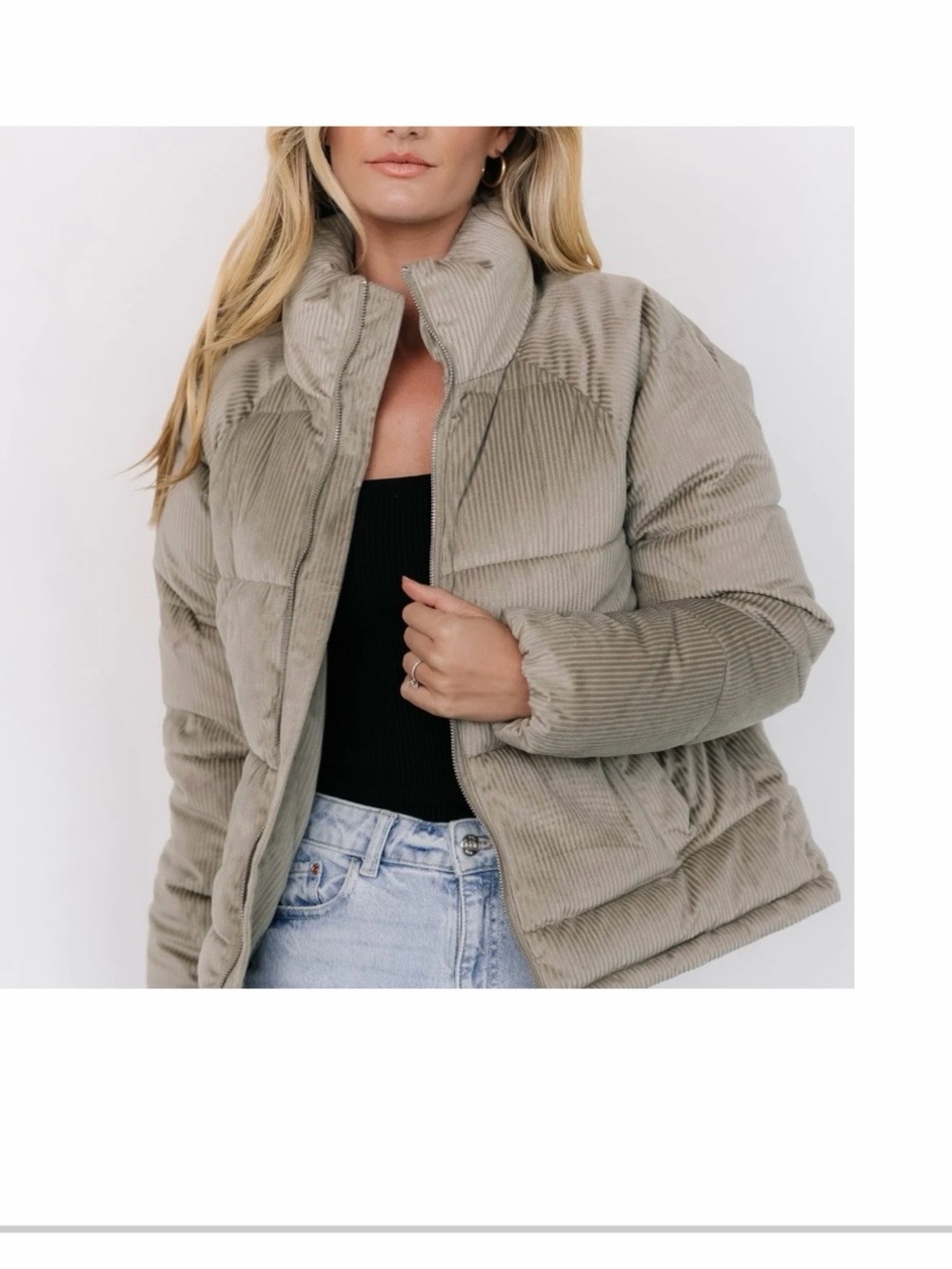 Corduroy Zip Up Puffer Jacket size large-purchased from Baltic Born